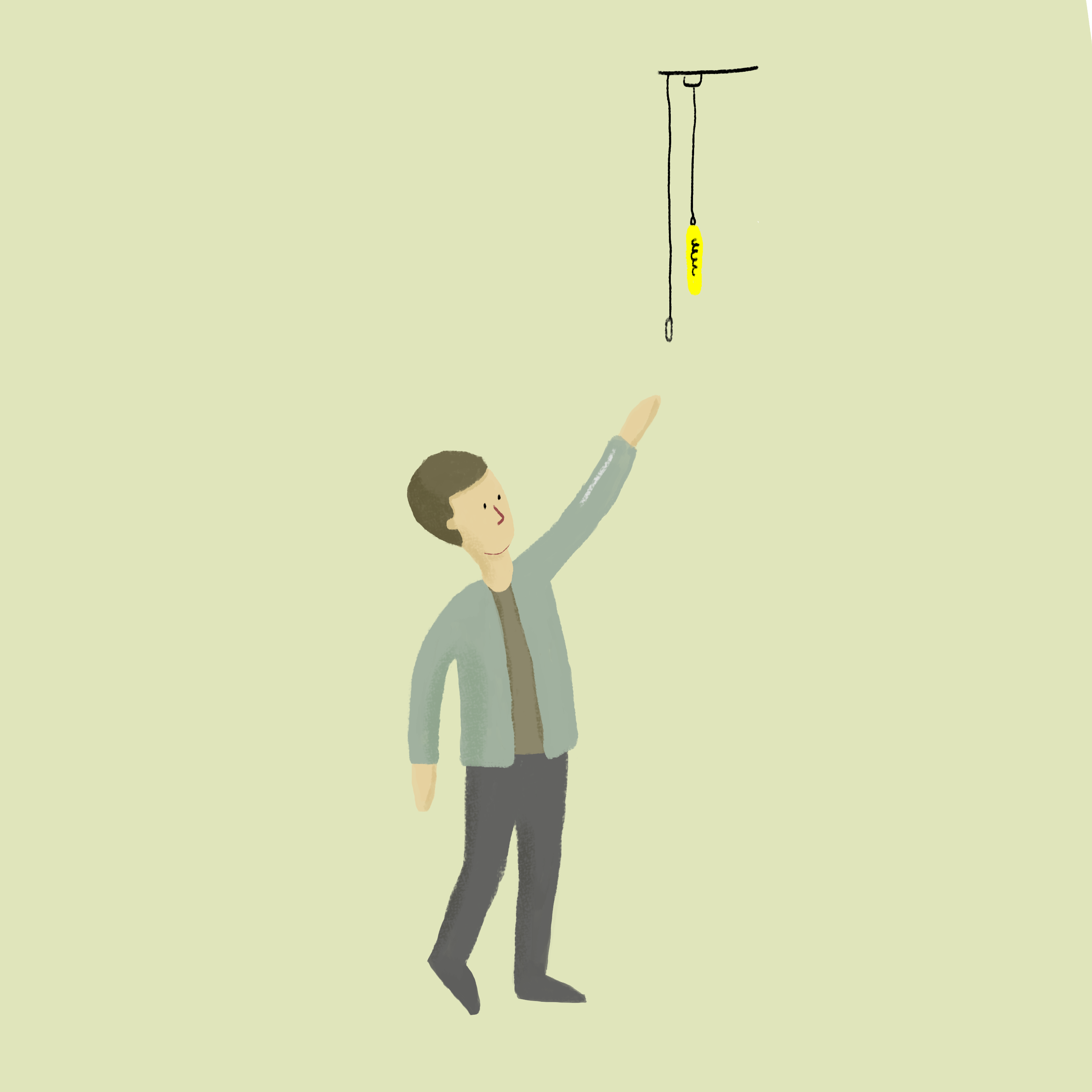 An Illustration of a man reaching for a light switch